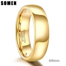 Somen Gold Color Tungsten Ring Couple for Men Women Classic Wedding/Engagement Band 4/6mm Special Valentine's Day gift for lover