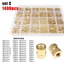 375/400/500/750/1400 pz stampaggio ad iniezione Knurl inserto dado Embedded Nutsert assortimento Kit Set M2 M2.5 M3 M4 ottone massiccio rame