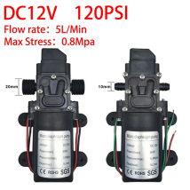 Dc 12V 120PSI 60W 5L/Min Pompa A Membrana Ad Alta Pressione Mini Pompa Elettrica Autoadescante Lavatrice Acqua Spruzzo di pesticidi