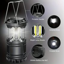Lampada da campeggio HOMEFISH, luce per tenda da esterno, lanterna portatile, luce di emergenza multifunzionale, alimentata a batteria (senza batterie)