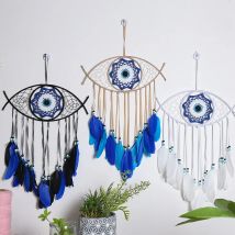 Evil Eye Dreamcatcher Boho Heimdekoration, handgefertigter Wandteppich, Hängedekoration, Wandkunst, Makramee-Wandbehang für Wohnzimmer, Schlafzimmer