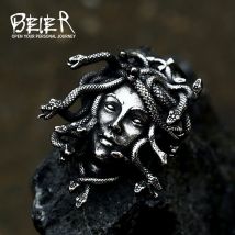 BEIER Mode Coole Schädel Punk Film Tier Schmuck 316L Edelstahl schlange medusa halskette anhänger BP8-657