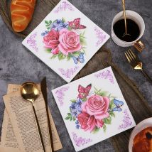 20 teile/paket 33*33 cm 2-lagige Neue Bunte Servietten Gedruckt Rose Schmetterling Papier Servietten Home Party Reinem holzzellstoff Papier Tischset