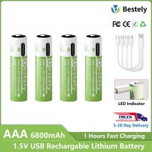 Batteria AAA ricaricabile 2000+ cicli 1,5 V 6800 mAh Li-ion tipo C Ricarica tripla sicurezza Batterie di alimentazione a lunga durata