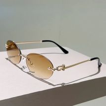 Neue y2k Vintage Randlose Ovale Sonnenbrille Frauen Für Männer Luxus Marke Designer Sonnenbrille Punk Beliebte Metall Ball Sexy Brillen