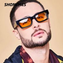 SHONEMES Square Sunglasses Stylish Men Women Thick Frame Shades Outdoor UV400 Sun Glasses Brown Black Orange for Unisex