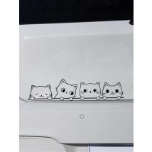 Peeking Cat Vinyl Sticker Car Window Bumper Decoration, Halloween Cats Decals Fur Kitten Laptop Stickers for Apple MacBook Decor
