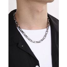 Fongten 9mm Hip Hop Hollow Square Chain Necklace for Men Gold Silver Color Charm Choker Stainless Steel Male Necklaces Jewelry
