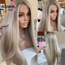 13x6 Ash Blonde Straight Lace Front Wigs For Women Human Hair 360 Lace Frontal Wig 13x4 HD Brown Highlight Wig Human Hair Wigs