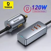 Baseus 120W PD Car Charger Quick Charger QC 3.0 PD 3.0 For iPhone 16 15 14 Samsung Type-C USB