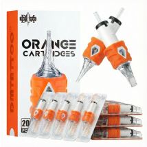 DM 20PCS ORANGE Tattoo Needle Cartridges 0.25MM/0.30MM/0.35MM RL RS RM M1 Disposable Sterilized Membrane Safety Tattoo Needle
