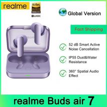 Global Version realme Buds Air 7 TWS Earphone 52dB Noise Cancellation 52 Hours Battery Life 12.4mm Bass Driver LHDC 5.0 IP55