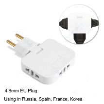 3 w 1 Adapter wtyczki gniazda zasilania UE Składane adaptery podróżne z USA do UE Konwerter