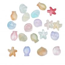 20 Pcs Mixed Shape Starfish Shell Fish Snail Crystal Glass Loose Pendants Beads DIY Making Bracelet Necklace Jewelry Accessories