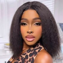 Tragen und gehen Sie verworrene gerade Echthaar Perücken leimlose Perücken kurze Bob Perücke 13x4 HD Spitze Yaki gerade Echthaar Perücken für Frauen isee