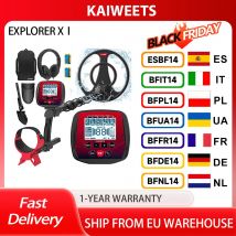 KAIWEETS EXPLORER X I Metal Detector, 6 modalità di rilevamento, stelo lungo regolabile, bobina impermeabile IP68, schermo LCD