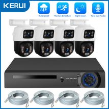 KERUI Wodoodporny system kamer monitorujących 6MP HD POE Podwójny obiektyw PTZ WIFI IP Bezpieczeństwo w domu 4CH 8CH POE NVR Video H.265 Zestaw CCTV