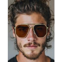 Square Sunglasses Steampunk Men 2025 Luxury Brand Trendy Metal Frame Double Beam Eyewear For Male Trendy Driving Shades UV400