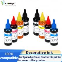 Winnerjet 100 ml dekorative Tinte Nachfülltintenflaschen für Epson HP Canon Brother usw. Tintendrucker und für einige Kaffeedrucker