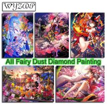 Japanese Girl 100% Fairy Dust Diamond Painting Kit Cartoon Full Diamond Embroidery Stitch AB Diamond Art Full Crystal Home Decor