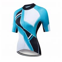 Kurzarm-Fahrrad hemd für Damen mit Reiß verschluss und 3 Taschen, atmungsaktiv, schnell trocknend