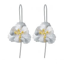Lotus Fun Original Real 925 Sterling Silver Unusual Big Elegant Flower Dangle Earrings for Women  Statement Luxury Fine Jewelry
