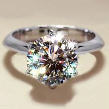OXTAO Zertifizierter Moissanit-Ring 0,5 CT 1 CT 2 CT 3 CT D VVS1 Solitär-Ring für Frauen, Verlobungsversprechen, Ehering-Schmuck