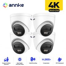 ANNKE Telecamera di sorveglianza da 8 MP 4K IR PoE IPC Microfono incorporato Telecamere CCTV per rilevamento umano del veicolo Resistente alle intemperie