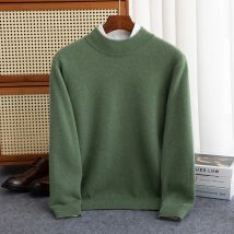 Maglione a collo mezzo alto in lana 100% da uomo di nuova moda autunno inverno caldo maglione lavorato a maglia tinta unita business casual top