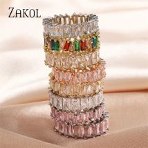 ZAKOL Retro Mehrfarbiger Zirkonia Damenring Marquise Kristall Luxus Hochzeit Party Schmuck Geschenk Verlobungsringe