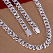 20-24 Zoll 925 Sterling Silber Klassische 10 mm Geometrie Halskette Kette Männer Charme Mode Hochzeit Schmuck Urlaub Geschenke