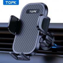 Supporto per telefono da auto TOPK D42-G, supporto per telefono cellulare con gancio in metallo aggiornato per presa d'aria per auto compatibile con tutti i telefoni