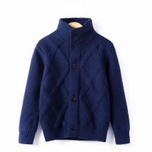 2023 neue Frühling Herbst Jungen Pullover einfarbig halten warm stricken Jacquard Webart V-Ausschnitt Strickjacke für Kinder 2-10 Jahre alt