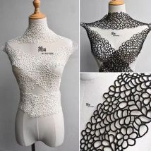 12-13cm breit schwarz weiß aushöhlen Blumen bestickte Spitze Band DIY Kleidung Nähen Stoff Spitze Klebeband Kleid Kleidung Dekoration