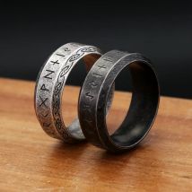 Vintage 316L Edelstahl Einfache Viking Runen Ring Für Männer Frauen Mode Nordic Keltischen Knoten Ringe Amulett Schmuck Dropshipping