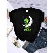 Ich brauche mehr Platz grün Alien weibliche T-Shirts Straße Harajuku Tops lässig atmungsaktive Kurzarm All-Mathe weiche Damen bekleidung
