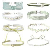 Frische grüne Herz-Halskette, Damenschmuck, Accessoires, Mädchen-Geschenk, Großhandel, heißes sexy Band, Blatt, Blume, Stern, Schleife, Halsband für Frauen