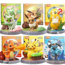 BLOKEES Original POKEMON Building Blocks Pikachu Charmander Psyduck Sprigatito Eevee Lucario Pokémon Action Figure Toys Gift
