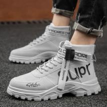 Stoff Männer Stiefel High Top Stiefeletten britischen Stil Männer Freizeit schuhe Outdoor atmungsaktive Walking Sneakers bequeme Arbeits stiefel