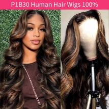 P1B30 Highlight Body Wave Echthaar-Perücken, 100 % Echthaar-Qualität, 13 x 6 HD-Spitze-Frontal-Perücken, 250 Dichte, brasilianische Lace-Front-Perücken