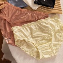Frauen Milch Seide Satin Glatte Atmungsaktive Höschen Nahtlose Niedrige Taille Unterwäsche Feste Elastizität Luxus Weiche Breifs