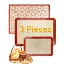 3 Stück Silikon-Back matten für den Ofen, wieder verwendbare Antihaft-und hitze beständige Backformen, für Kekse, Macaron, Brot, Kekse