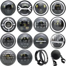 Faro LED nero da 5,75 pollici 5 3/4" fari moto DRL 40W per Harley Sportster 883 XL883 FXCW.