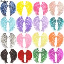 1 par de parches de lentejuelas de arcoíris dorados y plateados, alas de Ángel para coser/planchar, parches para vestido, pantalones vaqueros, camisa, decoración de apliques de moda DIY