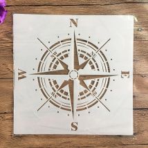 30 * 30 cm groß, DIY-Handwerk, Mandala-Kompassform zum Malen von Schablonen, gestempeltes Fotoalbum, geprägte Papierkarte auf Holz, Stoffwand