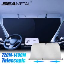 SEAMETAL Teleskop-Auto-Sonnenschutz, versteckte Windschutzscheibe, Sonnenschutzabdeckung, UV-blockierende Sichtschutzvorhänge, 72–140 cm, verstellbare Breite