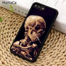 MaiYaCa Schädel mit brennender Zigarette Van Gogh Handyhülle für iPhone 17 Air 16 15 14 6S plus 11 12 13 Pro Max coque Shell
