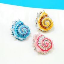 Spille conchiglia smaltata con conchiglia blu mare Spille con strass alla moda Accessori per abbigliamento da donna