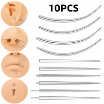 Strumento di allungamento per piercing con asta guida conica per perno di inserimento in acciaio inossidabile da 10 pezzi per gioielli con filettatura interna ed esterna