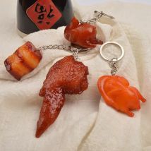 Simulierte Lebensmittel Schlüsselanhänger Mini Fleisch Anhänger Hühnerflügel Hühnerbeine Schultasche Anhänger Kinderspielzeug Weihnachtsgeschenk